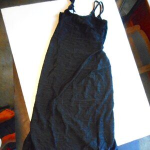 Ladies stretch spaghetti starp summer floor length dress with built in bra cover